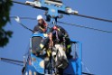 Koelner Seilbahn Gondel blieb haengen Koeln Linksrheinisch P566